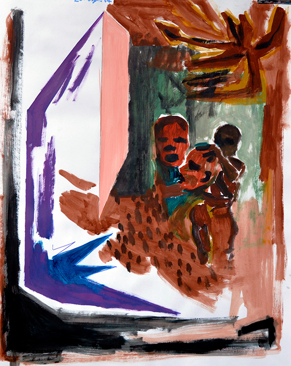 Afrique 3, 50 x 65 cm, acrylique, papiers découpés, 2017